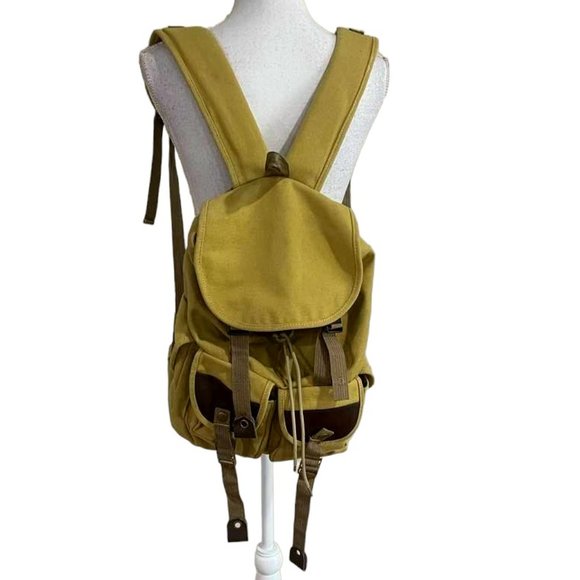 Other - Military-Style Thick Canvas Hiking Camping Utility Unisex Backpack with Buckles